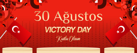 August 30th marks the Republic of Turkey Victory Day. Use this geometric template infused with national colors for banners and greeting cards to celebrate this proud occasion.のイラスト素材