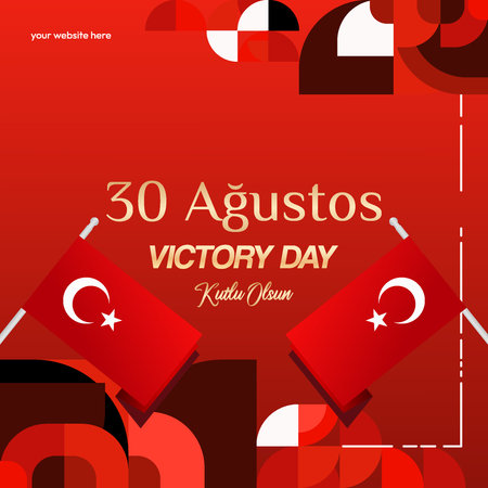August 30th marks the Republic of Turkey Victory Day. Use this geometric template infused with national colors for banners and greeting cards to celebrate this proud occasion.のイラスト素材