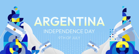 Argentina Independence day background. Geometric art templates for celebrate national day, greeting cards, carnivals, festivals and sporting events. Argentina holiday themedのイラスト素材