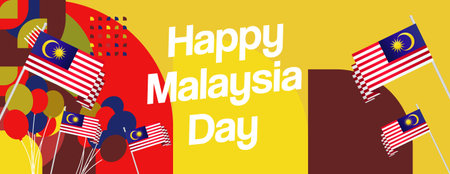 Malaysia day background. Geometric art templates for celebrate national day, greeting cards, carnivals, festivals and sporting events. Malaysia holiday themedのイラスト素材