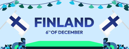 Finland Independence day template with Geometric. Holiday poster banner, perfect for greeting cards, invitations, support and celebrations. Holiday concept background illustrationのイラスト素材