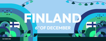 Unique Finland national Independence day geometric template. Finland holiday celebration banner design suitable for greeting cards, social posters and print media. Holiday concept backgroundのイラスト素材