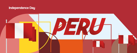 Peru day background. Peru National Independence Day festive background with colorful geometric design. Holiday poster templates for greeting cards, sales, festivals and various eventsのイラスト素材
