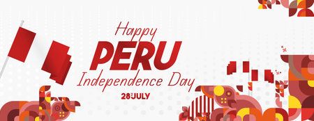 Peru day background. Peru National Independence Day festive background with colorful geometric design. Holiday poster templates for greeting cards, sales, festivals and various eventsのイラスト素材