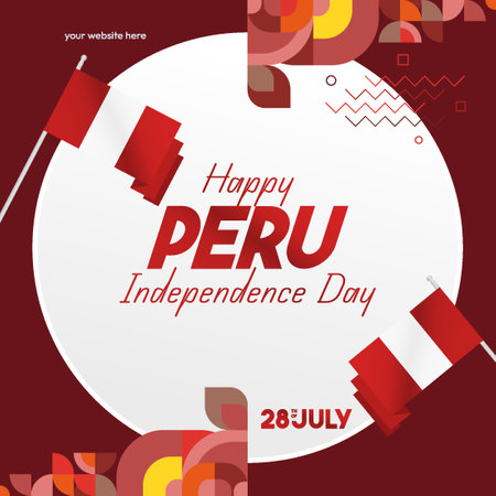 Latest Peru Independence Day template with geometric design. Creative Peru national day banner for greeting cards, business, holiday events, and social media holiday sales adsのイラスト素材
