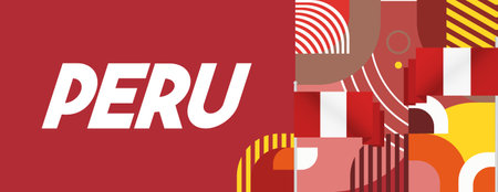 Peru day background. Vibrant Peru Independence Day banner with geometric design. Creative National Day template for holiday events and celebrations. Happy Peru Dayのイラスト素材