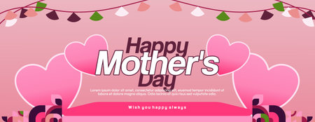 Celebrate Mother's Day with warmth for moms in spring, perfect for cards, displaying a geometric abstract in lovely feminine shades.のイラスト素材