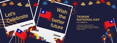Simple geometric background design to celebrate Taiwan National Days. Festive template design for Double Tenth day celebrations. Attractive greeting card for Holidaysのイラスト素材