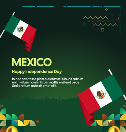 Celebrate Mexico Independence Day. Festive geometric background for National day on September. Happy Mexico Independence Dayのイラスト素材