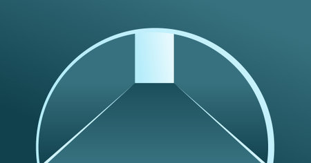 Minimalist futuristic tunnel. Perspective design of the path to the glowing doorのイラスト素材