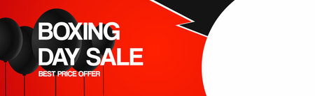 Boxing day sale banner. Creative background for web header with empty space for product images and Boxing day special offersのイラスト素材