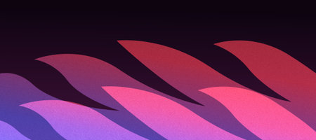 Striking abstract visual composition with flowing, curvilinear bands exhibiting a vivid pink to red...