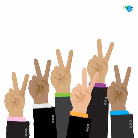 businessman hands on white background, victoryのイラスト素材