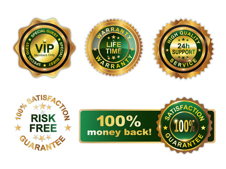 Golden green badges guarantee のイラスト素材