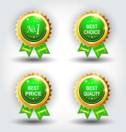 Set of best badge green colorのイラスト素材