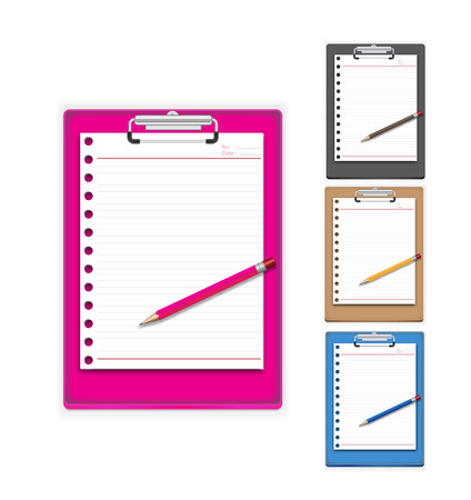 Clip board paper and pencil with three color vailableのイラスト素材