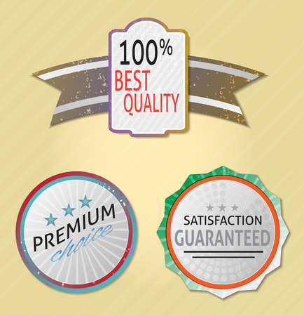3 vintage badges for 100 percent guaranteeのイラスト素材
