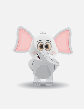 Cute gray elephant stand on the groundのイラスト素材
