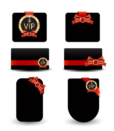 Black card red ribbon for vip signのイラスト素材