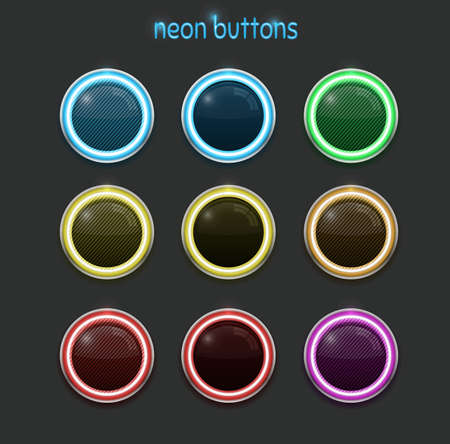 rounded neon buttons glossy with textureのイラスト素材