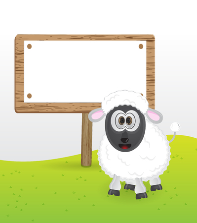 cute sheep with blank text messegeのイラスト素材