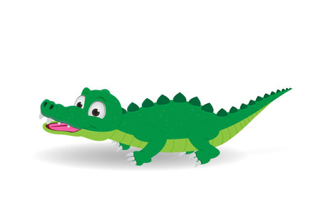 Cute smiling crocodile isolated white backgroundのイラスト素材