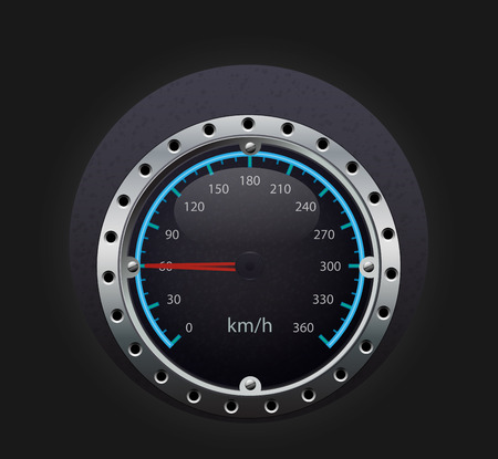 speedometer illustration with glowing indicatorのイラスト素材