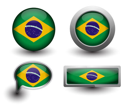 brazil flag in button shapeのイラスト素材