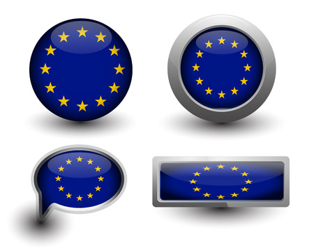 European Union Vector Flag in icons and button shapeのイラスト素材