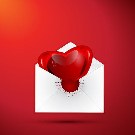 Hearth and Envelope and red backgoundのイラスト素材