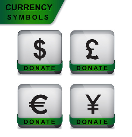 currency symbol icons white and green colorのイラスト素材