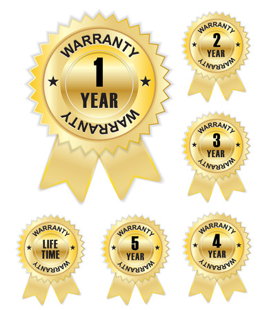 golden warranty badge with ribbonのイラスト素材