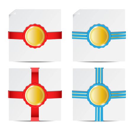 Paper badge red and blueのイラスト素材