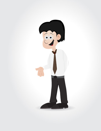 cartoon businessman with white shirt and tie do brief poseのイラスト素材