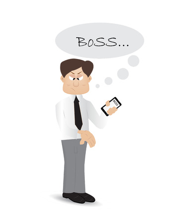 cartoon man dislike when the boss callingのイラスト素材