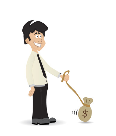 cartoon illustration businessman slave by money isolatedのイラスト素材