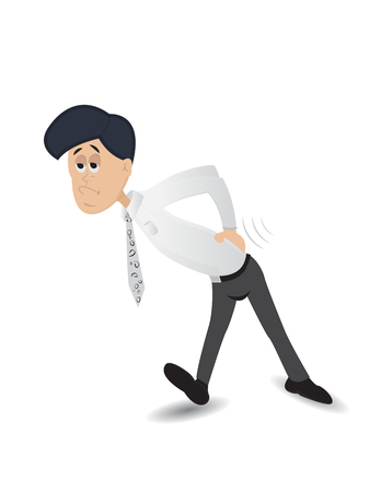 cartoon businessman so tired and cant stand up straightのイラスト素材