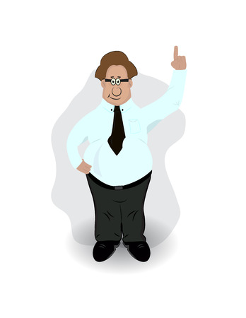 cartoon big fat boss pointing up isolatedのイラスト素材