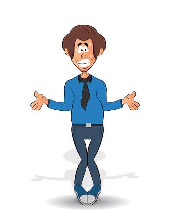 cartoon businessman showing worried expression isolatedのイラスト素材
