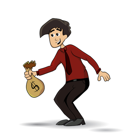 cartoon carrying bag of money with a dollar signのイラスト素材