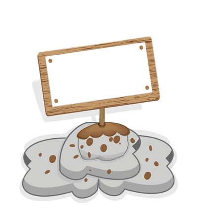 cartoon wood banner standing for your textのイラスト素材