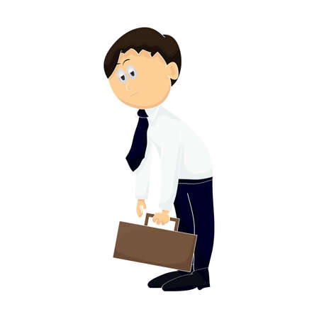 cartoon businessman feeling tired concept from his jobのイラスト素材