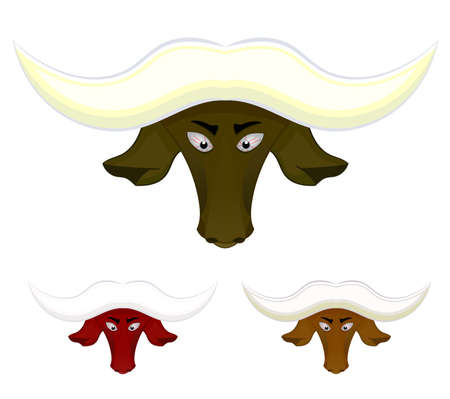 vector bull head in three color isolated white backgroundのイラスト素材