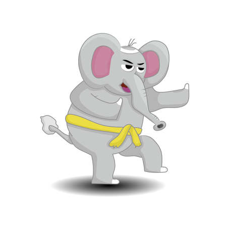 an elephant doing a martial art movement isolated on a white backgroundのイラスト素材