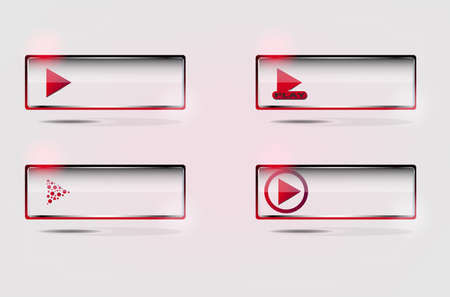 play button in red play amd glass texture