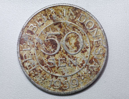 Old and Rsuty coin Indonesia coin 50 cent year 1959
