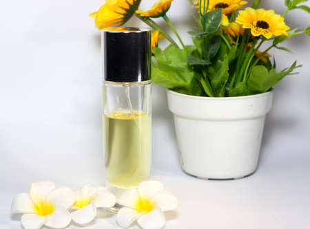 transparent parfum bottle in photo studio, Clear parfum glass bottle with spray cap
