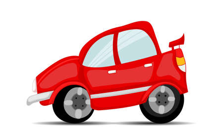 Funny red car cartoon vector illustrationのイラスト素材