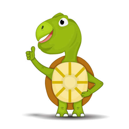 cartoon turtle smiling and give thumb upのイラスト素材