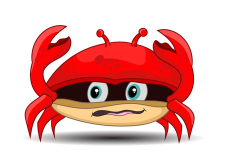 cartoon crab with scared expression isolated white backgroundのイラスト素材